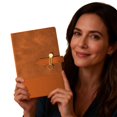 thumbnail image 6 of Leather Business Notebook A5 Journal, Reusable Notebook with 224 Lined Pages and Metal Buckle Closure for Work Office Writing, Brown, 6 of 9
