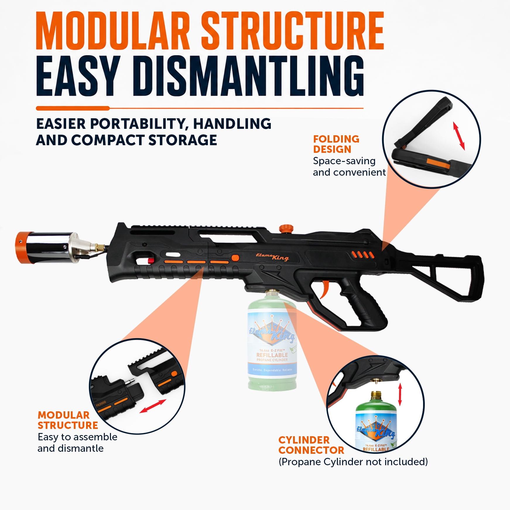 Flame King BlazeTac Propane Torch Gun Weed Burner with Trigger Ignition