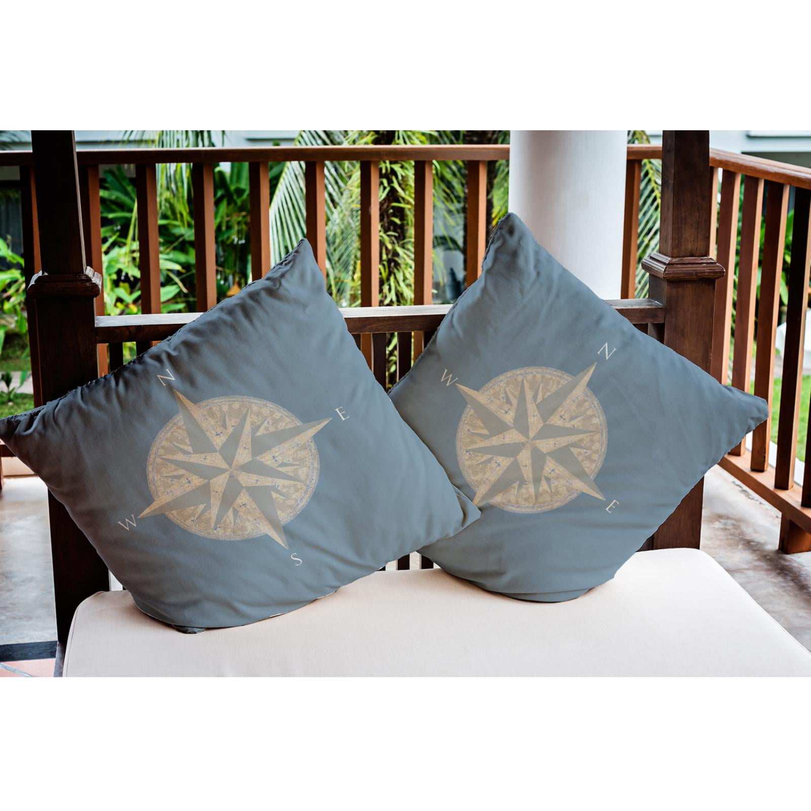 E by Design Compass Nautical Indoor/Outdoor Throw Pillow