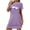 Purple, variant on Tnhcen Versatile Romantic Sleepwear Heart Print Short Sleeve Crew Neck Dress Soft Polyester Spandex S-2XL for Home/Parties/Relaxing