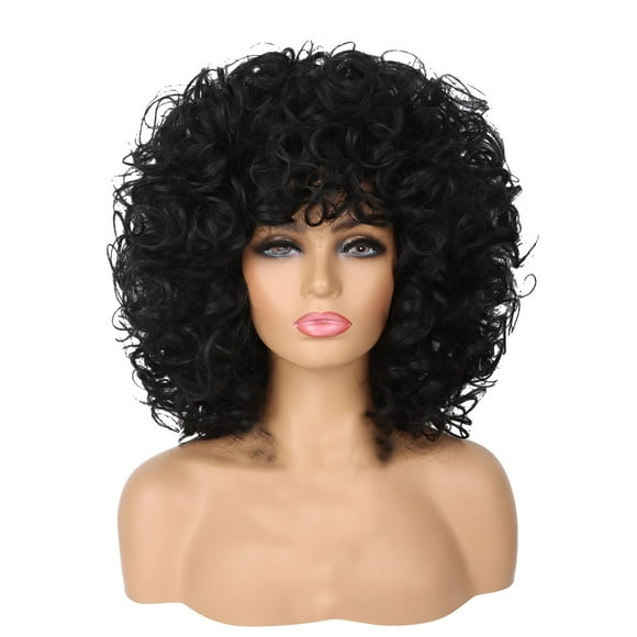 asddcavvf African Women's Wig Black African Small Curly Short Hair Fiber Head Cover Curly Afro Wigs