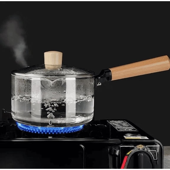 CN Glass Pot for Stove Top,60Oz/1.8L Clear Glass Pot Set for Cooking,Saucepan with Cover,Heat-resistant Simmer Pot for Pasta,Soup,Milk,Cookware with Lid and Dual Handle