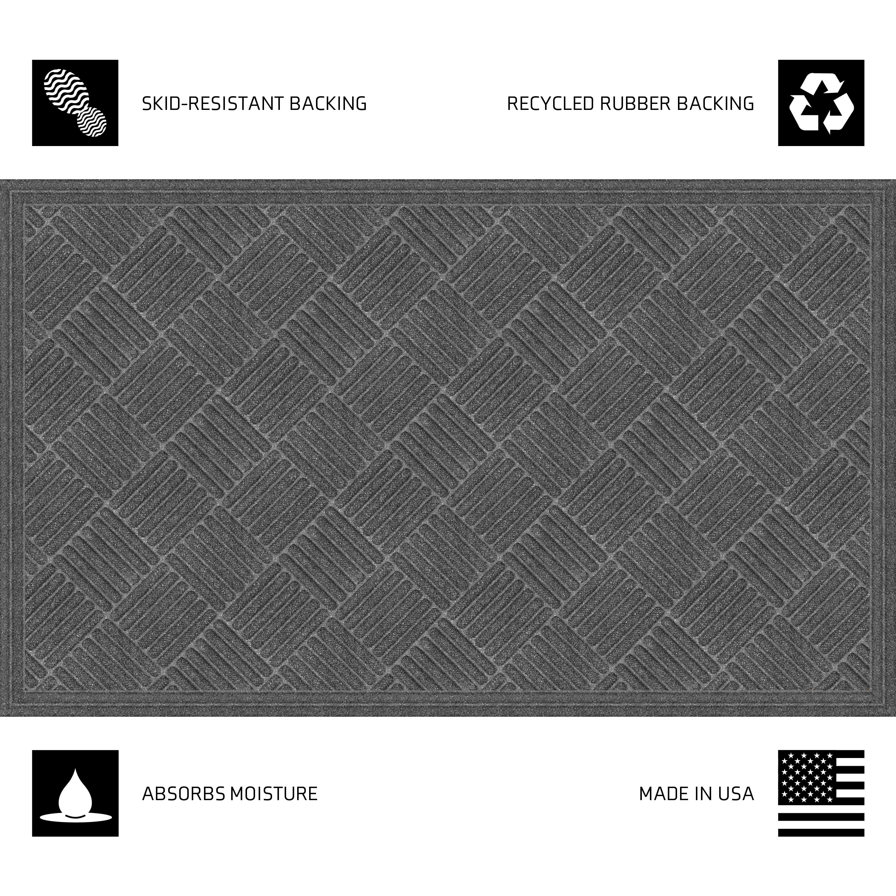 Mainstays Textures Crosshatch Polyester and Rubber Backed Doormat, 3' x 4', Smoke