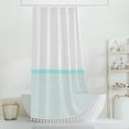 thumbnail image 6 of White Shower Curtain Aqua Striped with Tassels Bathroom Shower Curtain Set with Rings Sea Mint Green Spa Blue,72 x72, 6 of 6