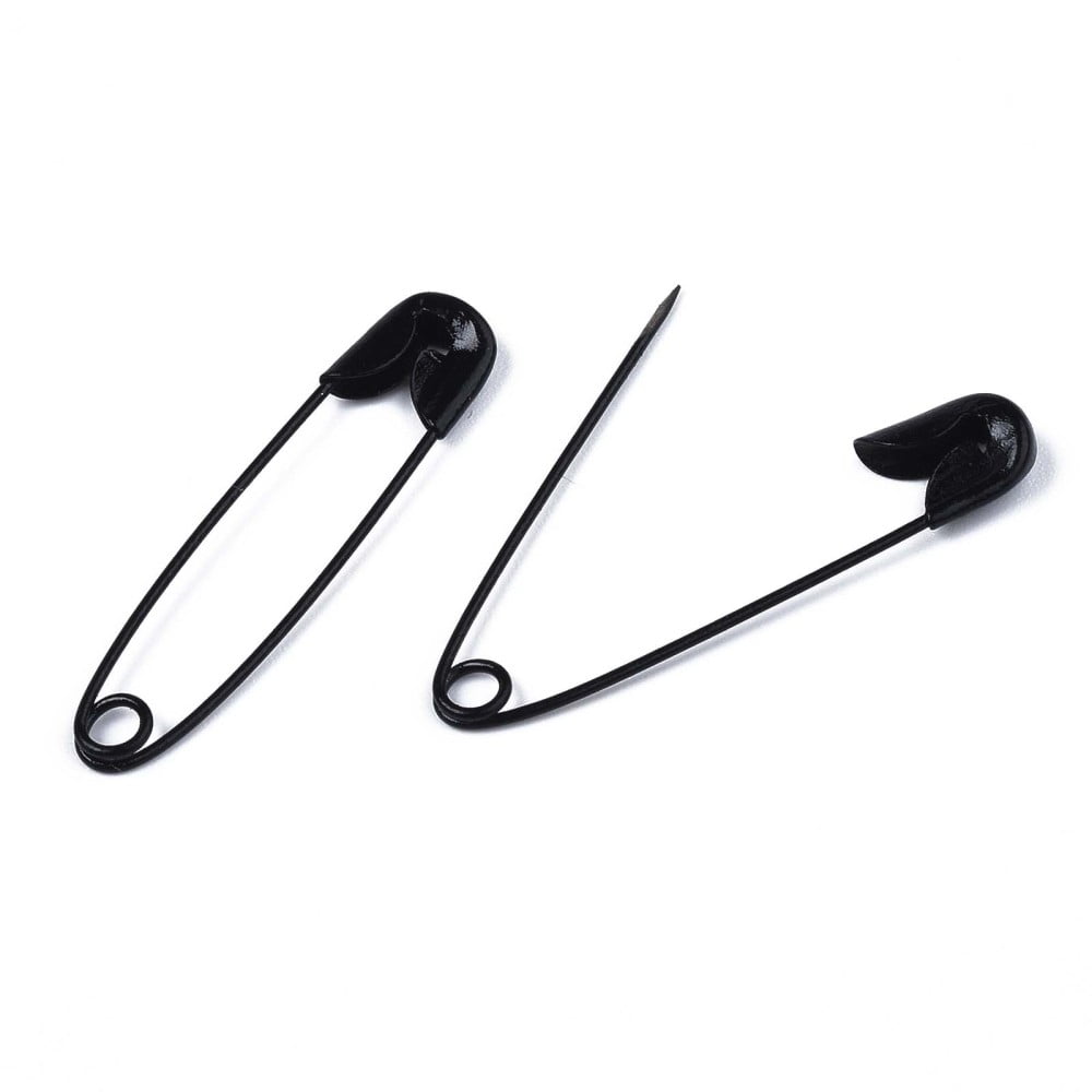 1000pc Spray Painted Iron Safety Pins Cadmium Free & Nickel Free & Lead Free Black 30~31x7x2.5mm