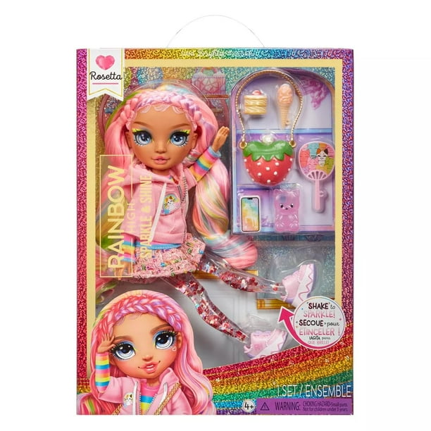 Rainbow High Sparkle And Shine Rosetta (Pink) 11 Fashion Doll With Liquid Sparkles On Legs, Shake To See Them Shine, Great For Boys And Girls Ages 4-12