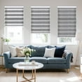 thumbnail image 4 of Keego Custom Size Zebra Shades for Windows Privacy Cordless Windows Shades for Home Office, Dark Gray, 24"W x 72"H, 4 of 9
