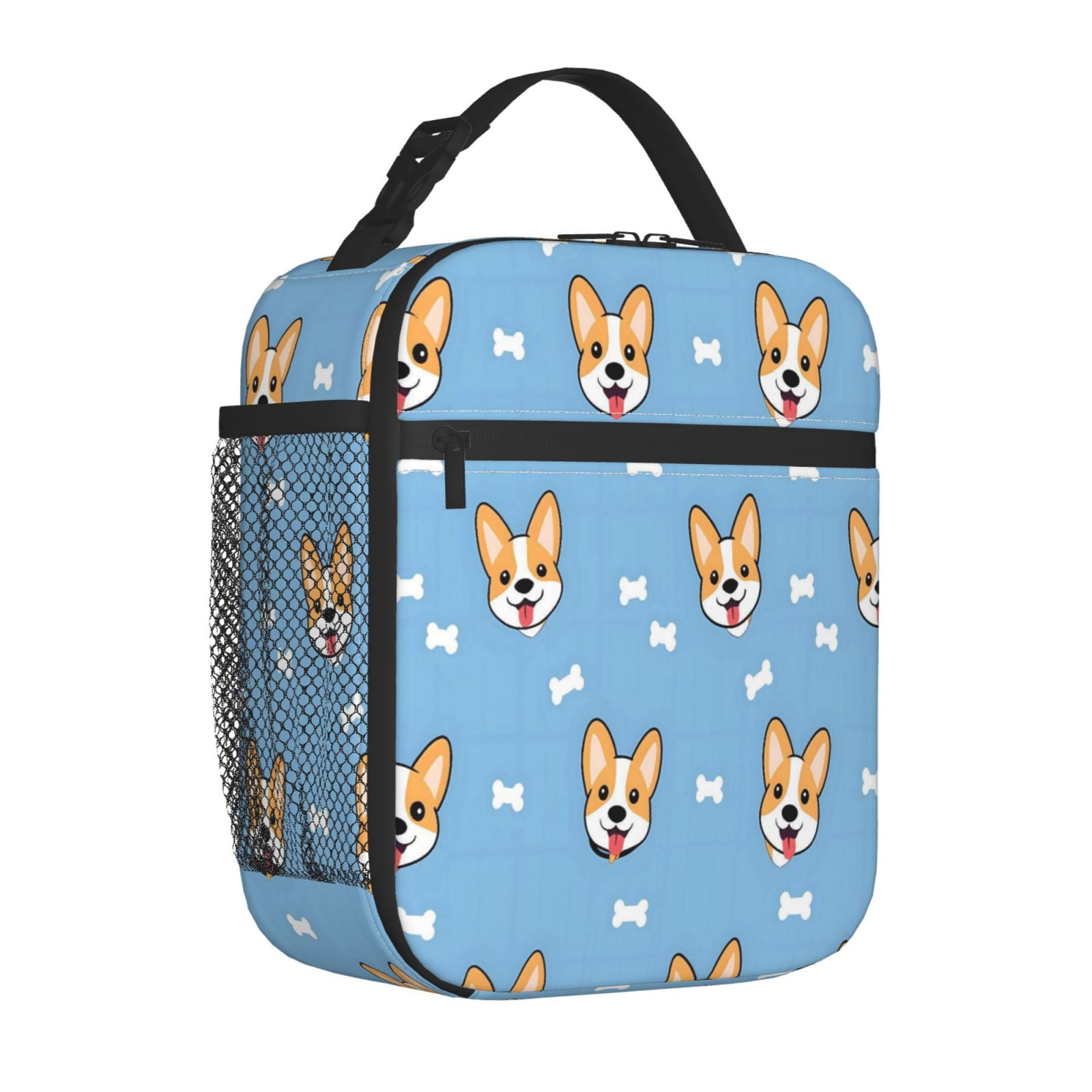 Lunch Bag For Women Men Insulated Portable Lunch Box Bento Box Office Picnic Travel Cooler Bag Corgi And Bones (3)