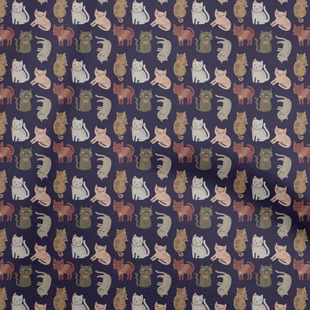 oneOone Cotton Cambric Blue Fabric Floral & Puppies Fabric For Sewing Printed Craft Fabric By The Yard 42 Inch Wide