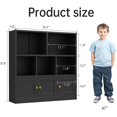 thumbnail image 2 of Kids Bookshelf and Toy Storage Organizer with 3 Cabinet and 5 Open Cubbies，Kids Toys Storage Organizer Shelf with Corner Guard，Multifunctional Floor Chest for Playroom and Kid's Room（Black）, 2 of 7
