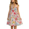 thumbnail image 2 of YHAJDS Girls Cotton Spaghetti Strap Dress Printed Beach Vacation Dress with Bag Set Daily Summer Sundress, 2 of 8