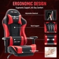 thumbnail image 4 of JONPONY Big and Tall 500LBS Gaming Chair with Footrest and Lumbar Support, High Back Ergonomic Recliner,Height Adjustable Leather Computer Desk Chair for Home Office, Red, 4 of 8