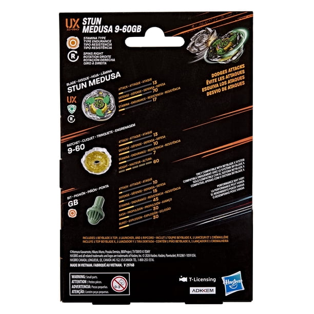 Beyblade X Stun Medusa 9-60GB UX Starter Pack Set with Stamina