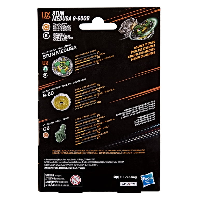Beyblade X Stun Medusa 9-60GB UX Starter Pack with Top & Launcher