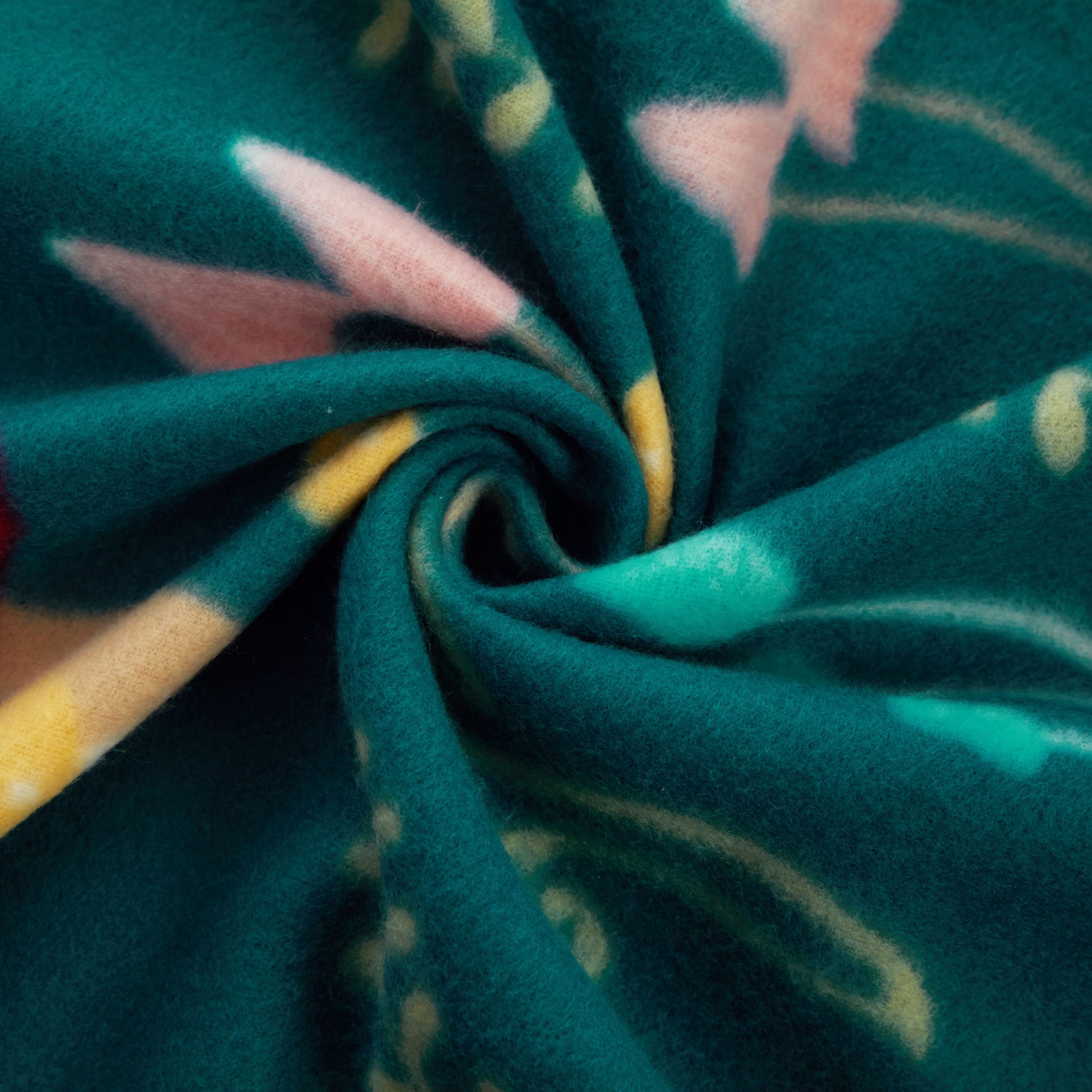 Mainstays Fleece Plush Throw Blanket, 50" x 60" inches, Green Mushroom Polyester, Machine Washable