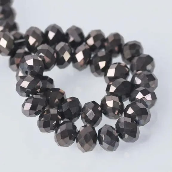 EOEMY 3mm 4mm 6mm 8mm 10mm 12mm Rondelle Faceted Crystal Glass Loose Spacer Beads Lot-122) Gun Black-8X6mm (30Pcs)