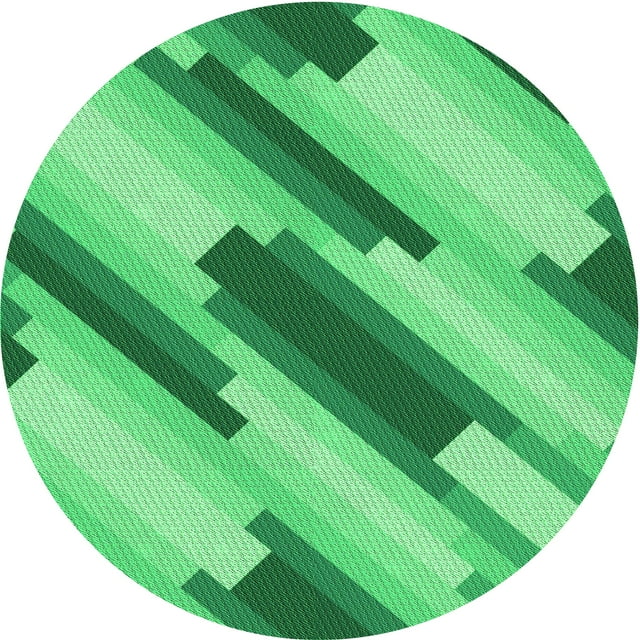 Ahgly Company Tapis Rond d'Intérieur à Motifs Vert Menthe, 7 Pieds Rond