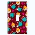 thumbnail image 2 of Metal Light Switch Wall Plate Outlet Cover (Coffee Espresso Mocha Cup Heart Cupcake Pattern Maroon - Single Toggle), 2 of 2
