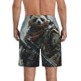 thumbnail image 3 of KLL Surreal Panda Warrior Men's Casual Summer Beach Shorts Hawaiian Shorts with Pockets-X-Large, 3 of 5