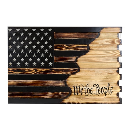 American Furniture Classics Model LRGWTP Large American Hybrid Flag Burnished with We The People Logo Wall Hanging Firearm storage with Two Secret Compartments