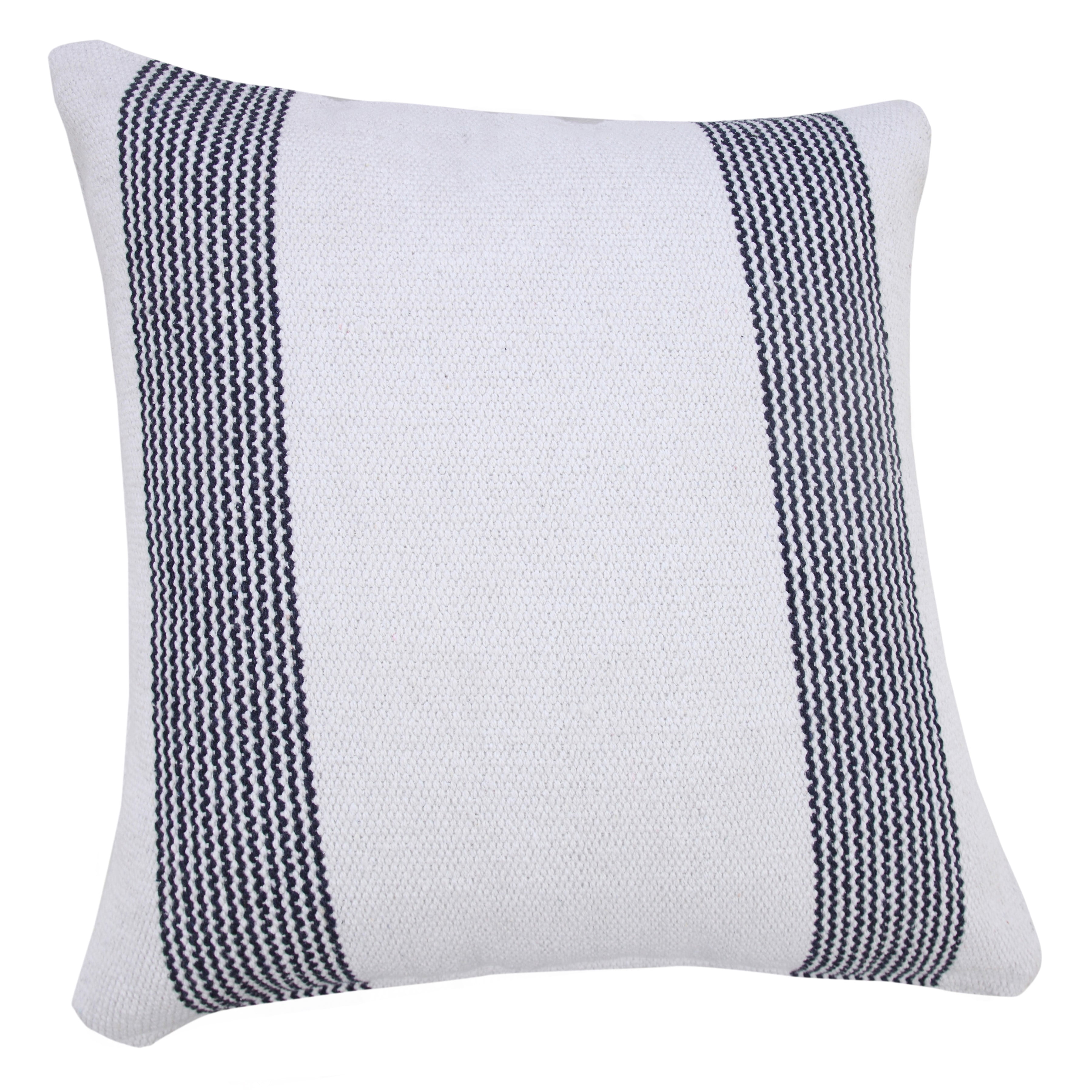 Ox Bay Cassidy Deep Blue/White Striped Cotton Adult Decorative Throw Pillow