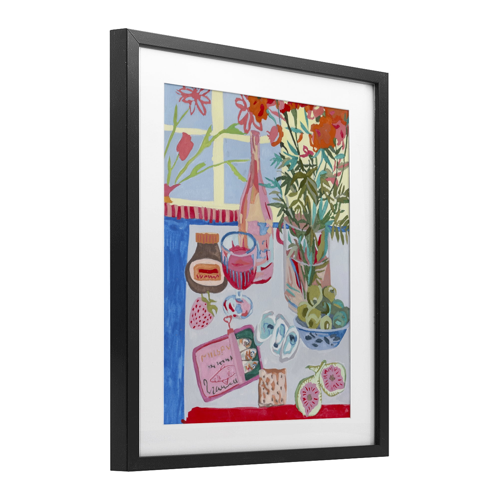 Stupell Industries Red & Blue Table Setting Black Framed Print Under Glass, design by Melissa Wang