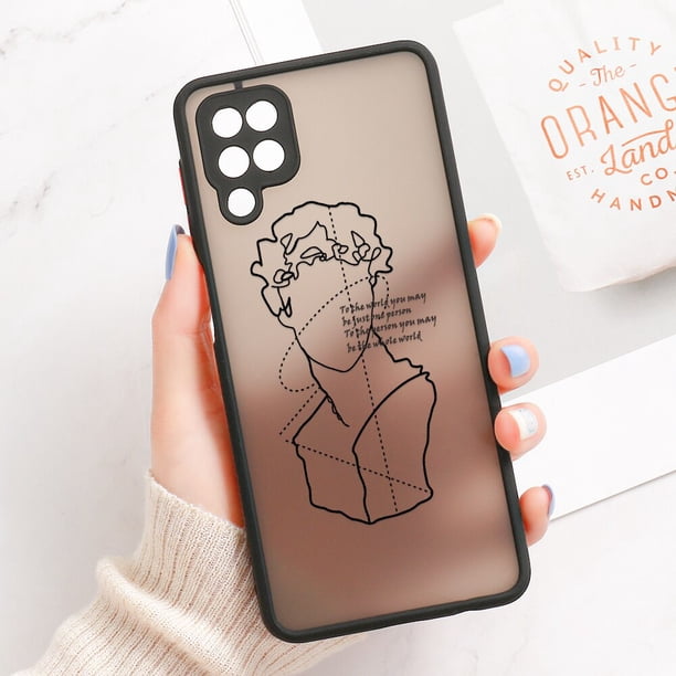 Funda de línea de cara abstracta para Samsung, cubierta dura mate para Galaxy A50, A12, M31, A70, A03S, A30, A20, A11, M11, Note 20, Ultra, 10 Plus, 8, 9 Fivean unisex
