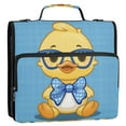 thumbnail image 3 of 3 Ring Zipper Binder with Shoulder Strap Waterproof Trapper Keeper 2 Inch D-Ring 500 Sheets Capacity Cute Duck Wear Glasses and Tie, 3 of 8