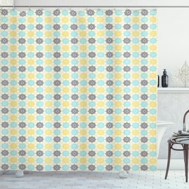 Ambesonne Moroccan Shower Curtain, Oriental Art Retro Folk, 69"Wx84"L, Pale Blue Yellow