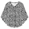thumbnail image 4 of Trendy Black And White Leopard Print Women's V-Neck Blouse With 3/4 Ruffled Bell Sleeves Casual Top Ladies Blouses, 4 of 7