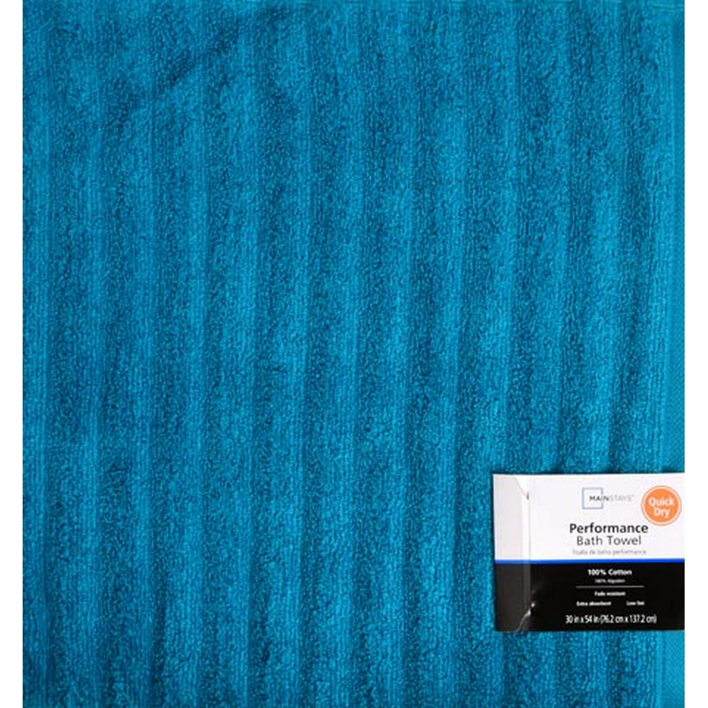 Mainstays Performance Quick Dry Texture Teal Sachet Bath Towel, 1 Each