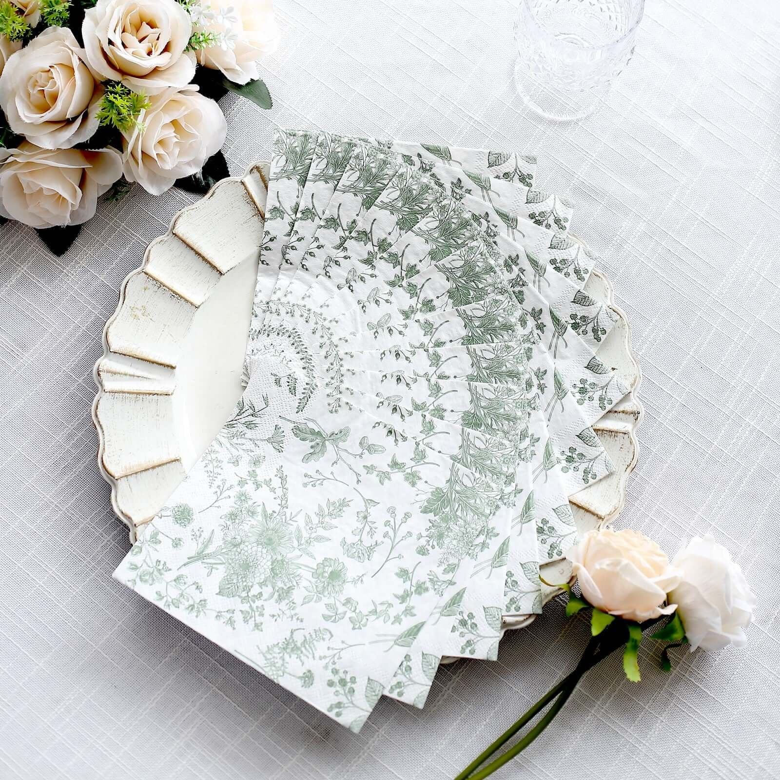 BalsaCircle 20 White 13x13 in Dinner Paper Napkins Sage