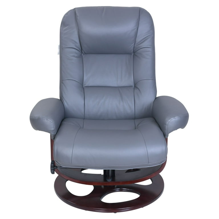 Barcalounger Jacque Leather Reclining High Back Chair with Ottoman Home Lounge Gray Walmart