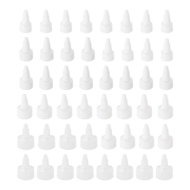 48 Piezas Tapas de Tornillo, 4 Tamaños Botellas de Plástico para Exprimir para Botellas de Dispensa de Pegamento Tapas de Dispensa Botellas de Pintura (Blanco)