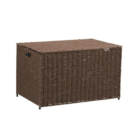 HOUSEHOLD ESSENTIALS Decorative Wicker Paper Rope Storage Chest