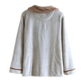 thumbnail image 6 of DHFJKG Womens Flannel Pajamas Button Up Top Coat With Peter Pan Collar Long Sleeve Fuzzy Sleepwear With Pockets For Cold Weather Cozy Homewear, 6 of 9
