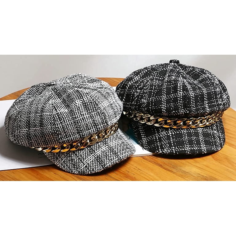 CoCopeaunts Women Newsboy Hats Plaid Tweed Baker Boy Fiddler  display picture 1
