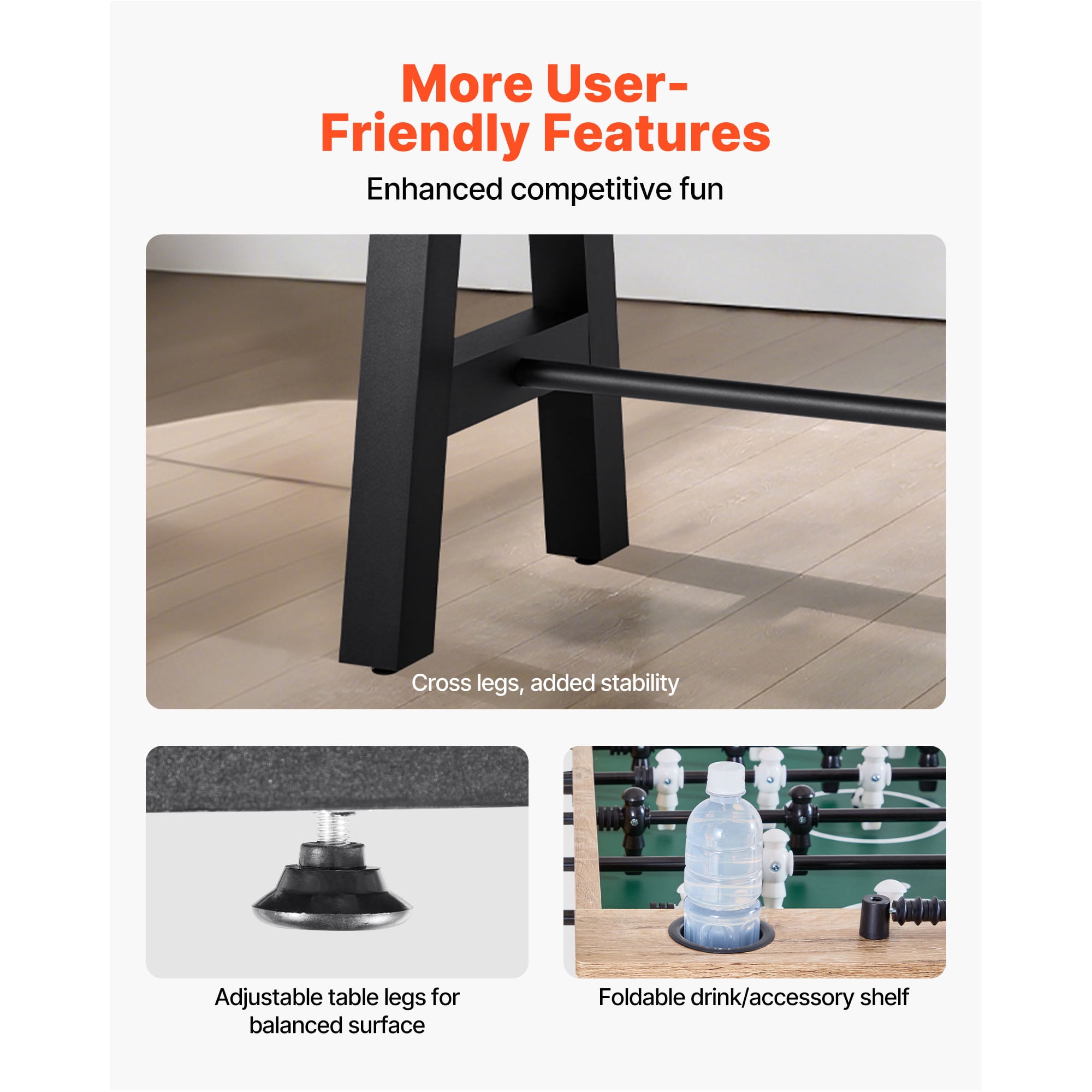 KFFKFF 55‑Inch Foosball Table, 1 x Foosball Table, 1 x Set of Accessories