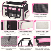 CshidWorld Collapsible Cat Carrier Pet Carrier for Large Cats (up to 25lbs), TSA Airline Approved Cats Carrier Soft Sided, Small Dog Travel Bag with a Bowl/Safety Leash-Pink