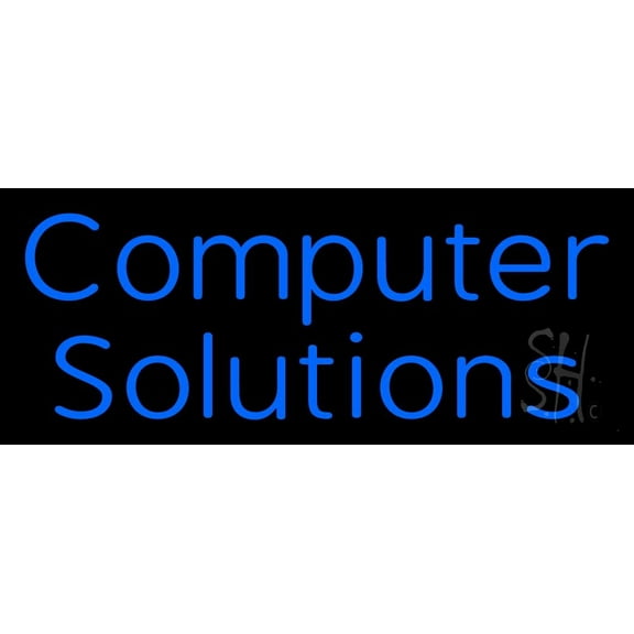 Computer Solutions LED Neon Sign 13 x 32 - inches, Clear Edge Cut Acrylic Backing, with Dimmer - Bright and Premium built indoor LED Neon Sign for Computer & Electronics store decor.