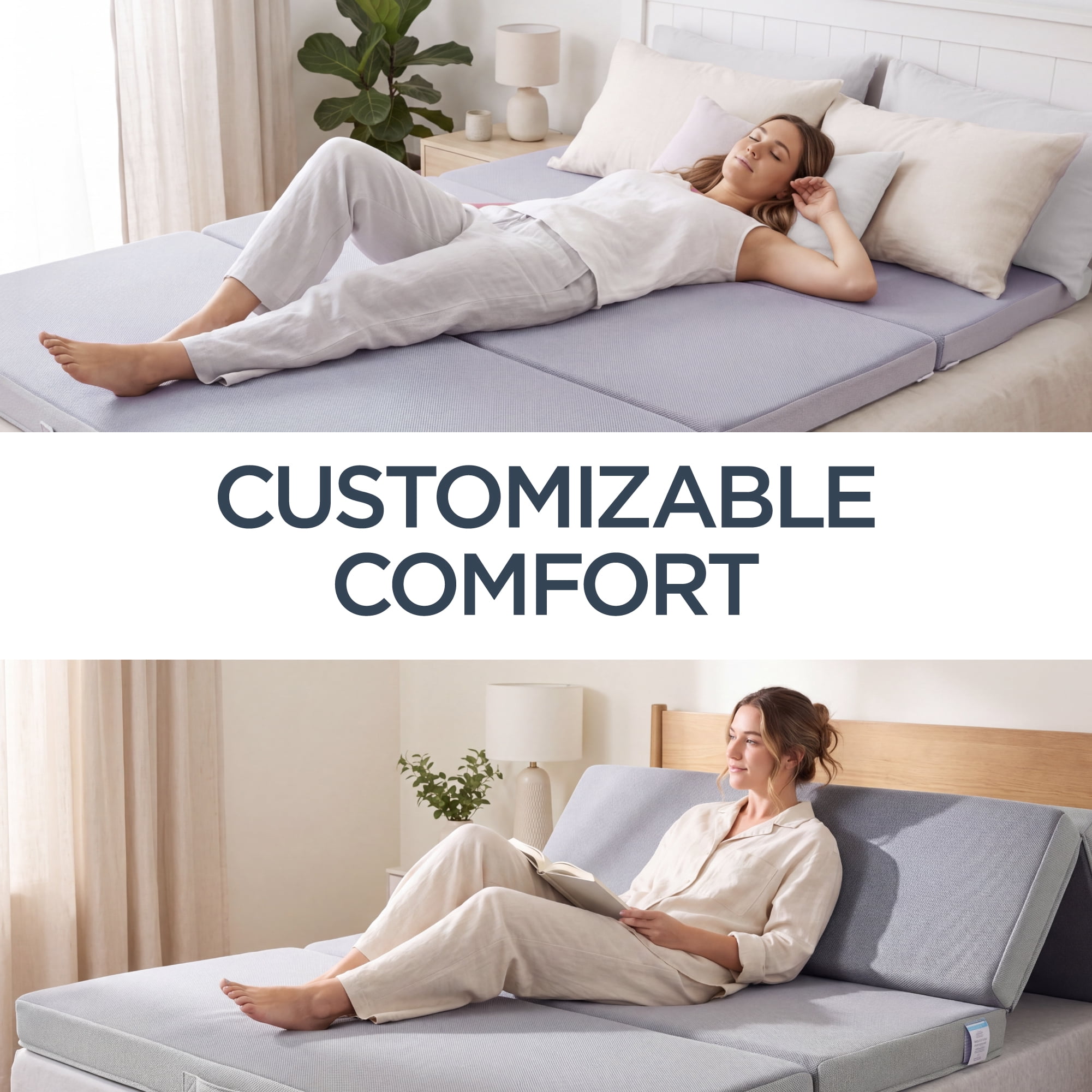 Best Choice Products 4in Thick Folding Portable Twin Tri-Fold Mattress w/ Carry Case, Washable Cover - Gray
