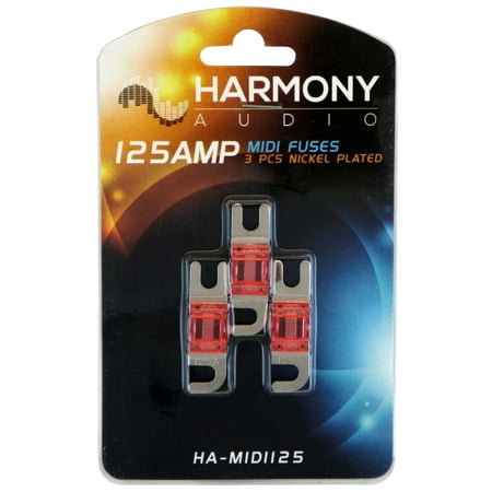 Harmony Audio HA-MIDI125 Car Stereo Fuseholder 3 Pack 125 Amp MIDI Fuses