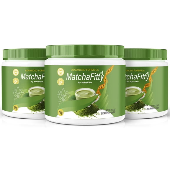 (3 Pack) MatchaFitty – Natural Daily Powder Formula Designed to Align with Fitness Goals, Support an Active Lifestyle & Body Balance (90 Servings)