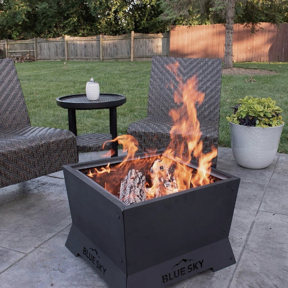 Blue Sky Outdoor Living Square Steel Peak Smokeless Patio Fire Pit, Black