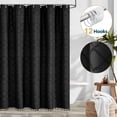 thumbnail image 1 of Dznils Rideau de Douche Noir à Franges avec Crochets, Rideau de Salle de Bain Bohème en Tissu Texturé Capitonné, 72 x 72, 1 of 9