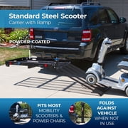 Wheelchair Scooter Carrier for Car Truck SUV, 2in Hitch, Folding Ramp, 500 lb Cap, 48in x 27.75in Cargo Rack, Silver Spring