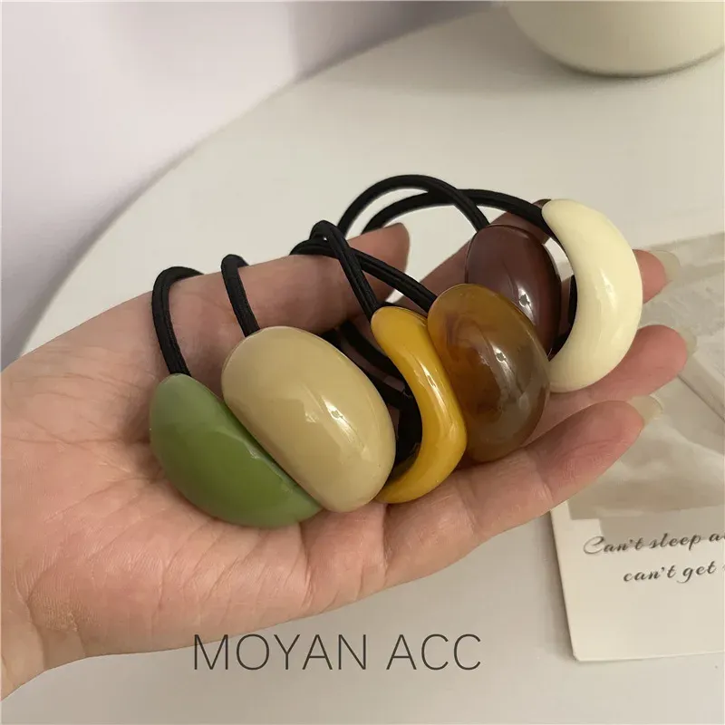 Simple Oval Acetic Korean Fashion Elastic Hair Bands For Women Girls Hair Accessories Headwear Ponytail Holder Scrunchie