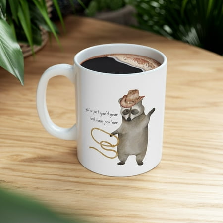 

Your Last Haw Partner Vintage Cowboy Raccoon Mug Funny We
