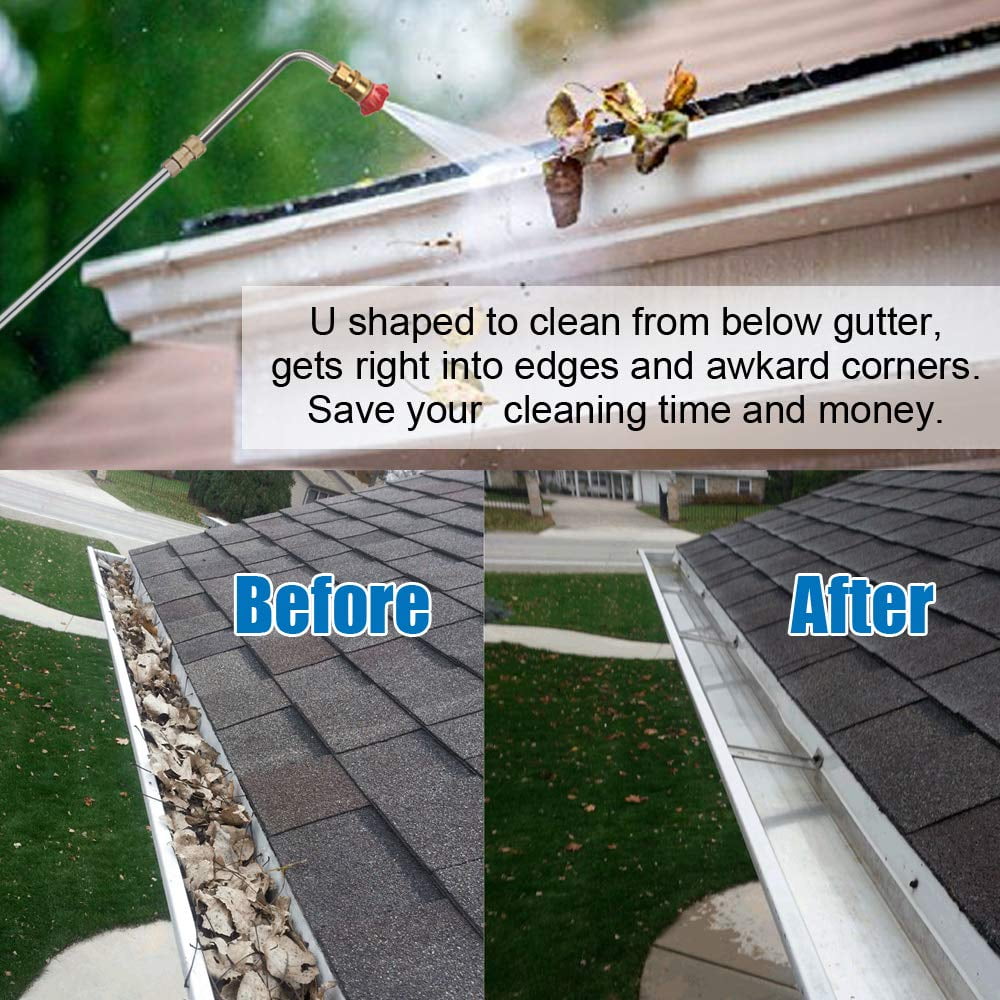 Beiled 4000 PSI Pressure Washer Wand, 10pcs Set w/6 Nozzle Tips (30°/90°/120°), 1/4" Quick Connect, Curved Rod for Roof/Gutter/Wall Cleaning