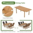 thumbnail image 3 of 7 Piece Patio Dining Set, Outdoor Acacia Wood Furniture Set, Extendable Rectangular Table and 6 Foldable Reclining chairs /Removeable Cushion, FSC Certified, for Deck Garden Backyard, 3 of 8
